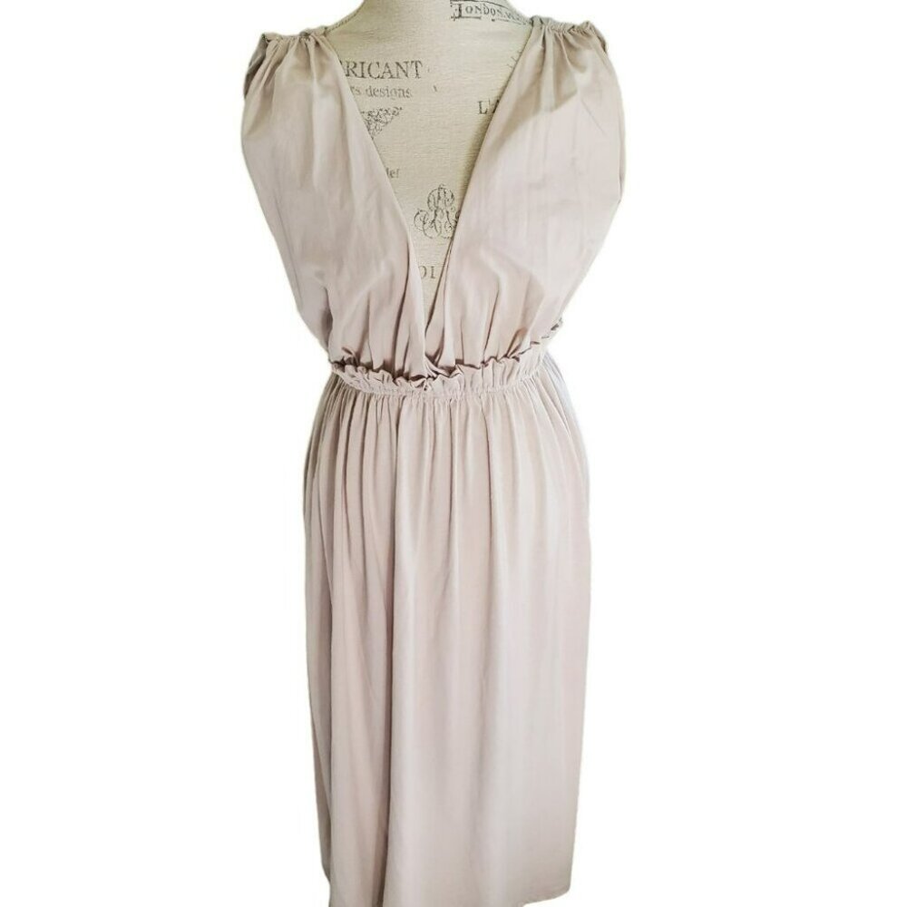 ZARA | Sleeveless Ruffle Waistline Beige Boho Maxi Dress (S) - Picture 2 of 11